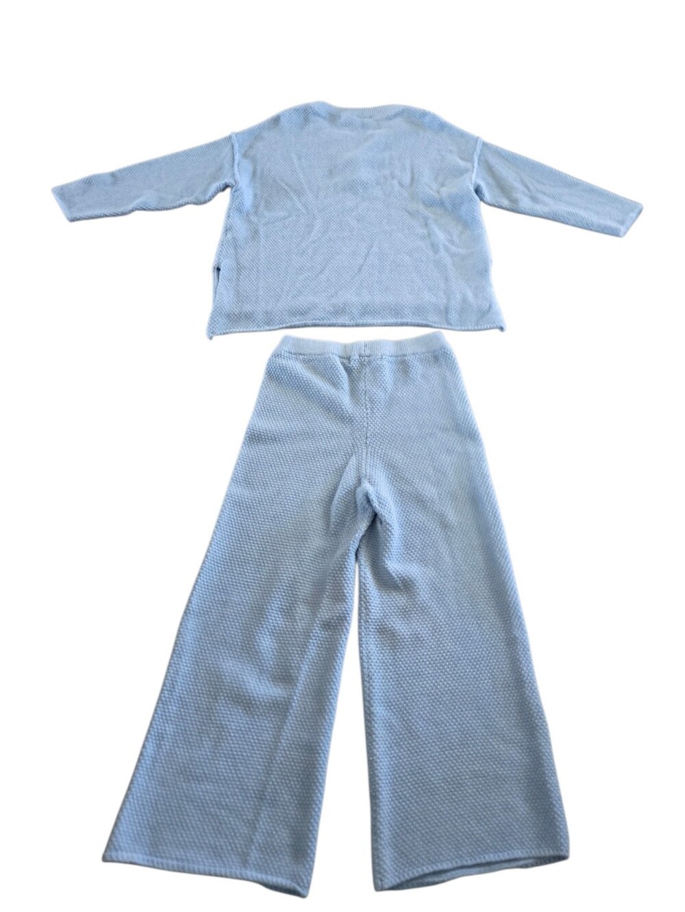 Free People Hailee Blue Sweater Top & Wide-leg Pant Set - Picture 3 of 6